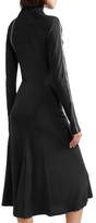 Thumbnail for your product : Helmut Lang Studded Faux Leather-trimmed Satin-jersey Turtleneck Midi Dress