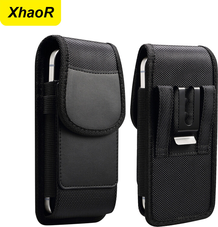 XhaoR Mobile Phone Waist Bag Belt Clip Holster Case For iPhone 16 15 14 Pro Max Samsung Xiaomi Universal Nylon Vertical Holder Cover