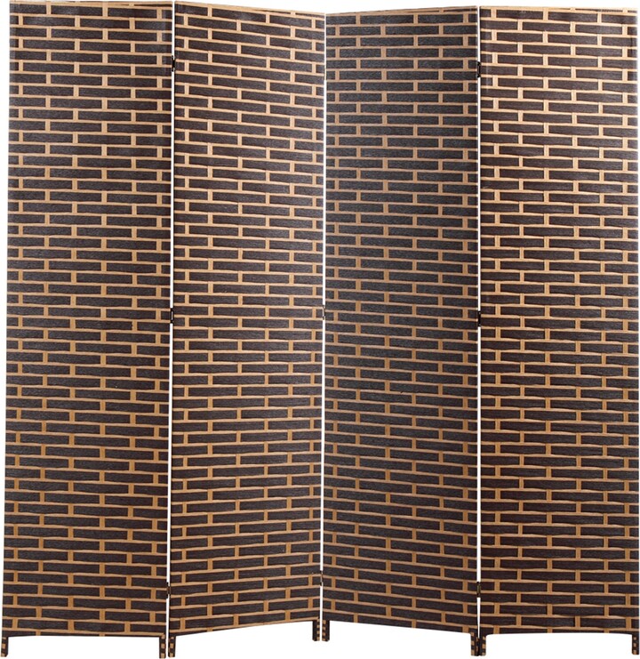 TONWIN 4 Panel Folding Room Divider,Privacy Partition Screen,Dark Brown