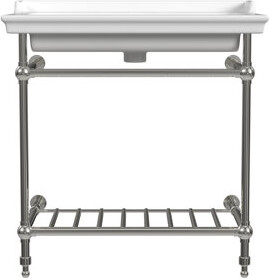 Cheviot Products Fireclay Rectangular Console Bathroom Sink with Overflow