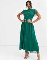 Thumbnail for your product : Anaya With Love midi dress in tulle with lace insert in emerald green