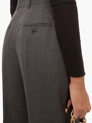 Prada Prince Of Wales-check Wool Trousers - Womens - Grey Multi