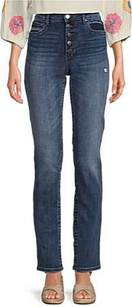 KUT from the Kloth Stevie High Rise Straight Leg Exposed Button Fly Denim Jeans