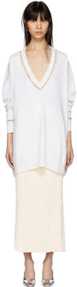 Givenchy Off-White Cashmere and Pearls V-Neck Pullover