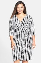 Thumbnail for your product : London Times Print Side Ruched Matte Jersey Dress (Plus Size)