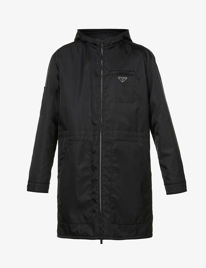 Prada Brand-patch recycled-nylon hooded parka jacket - ShopStyle Outerwear