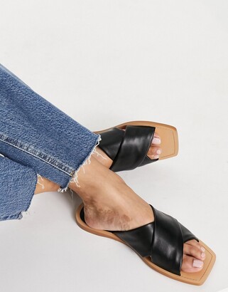 black cross strap sandals