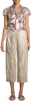 Thumbnail for your product : Alice + Olivia Elba Plisse Pull-On Cropped Wide-Leg Pants