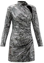 Thumbnail for your product : Dundas High-neck Cutout Sequinned Mini Dress - Silver