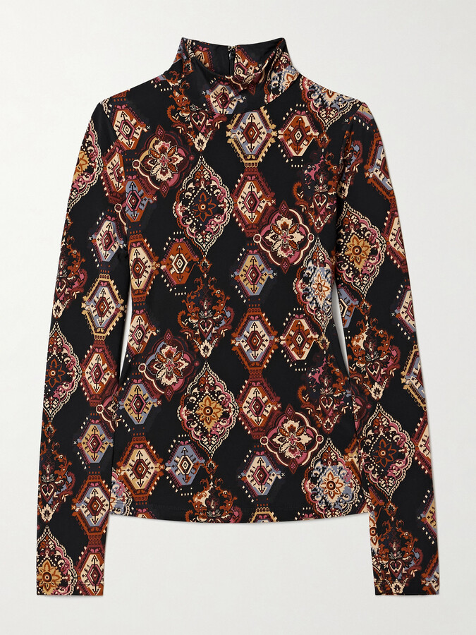 Cara Cara Suzie Printed Stretch-jersey Turtleneck Top - Brown