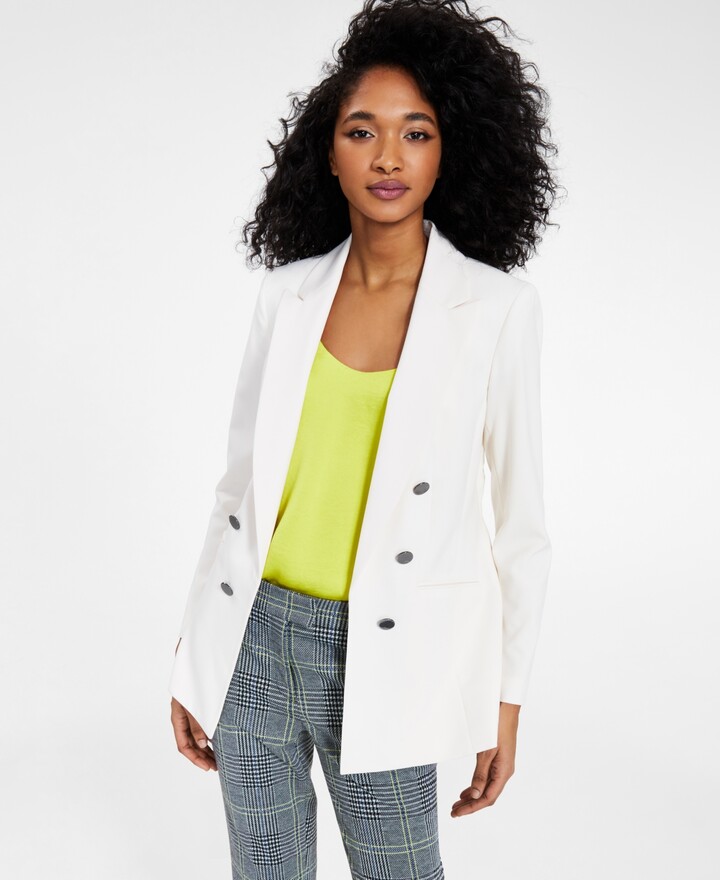 white open front blazer