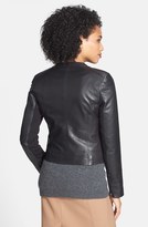 Thumbnail for your product : Halogen Zip Front Shimmer Finish Leather Jacket (Regular & Petite)