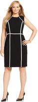 Thumbnail for your product : Calvin Klein Size Sleeveless Contrast-Seam Sheath