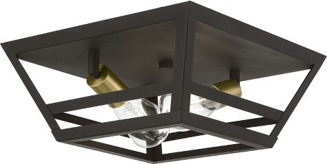 Livex Lighting LivexLightingSchofield2-LightFlushMountinBronze/AntiqueBrass