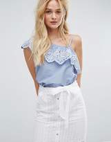 Thumbnail for your product : Miss Selfridge One Shoulder Cutwork Top