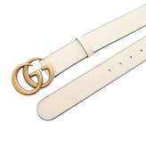 Thumbnail for your product : Gucci Gg Logo Leather Belt - Womens - White