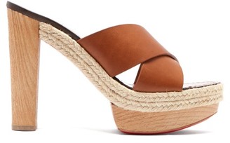 Christian Louboutin Lagoana 130 Leather Platform Mules - Womens - Tan Christian Louboutin Lagoana 130 Leather Platform Mules - Womens - Tan