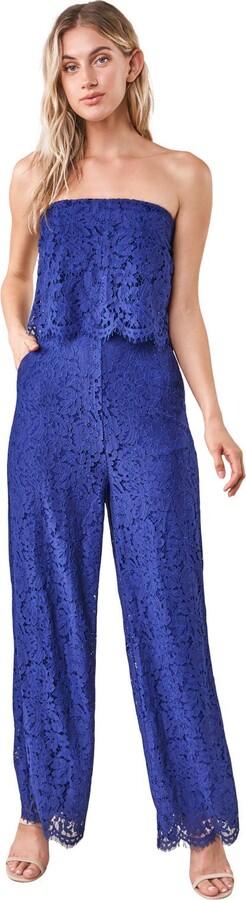 Sugarlips Womens Lace Pop Over Cropped Jumpsuit Jumpsuit