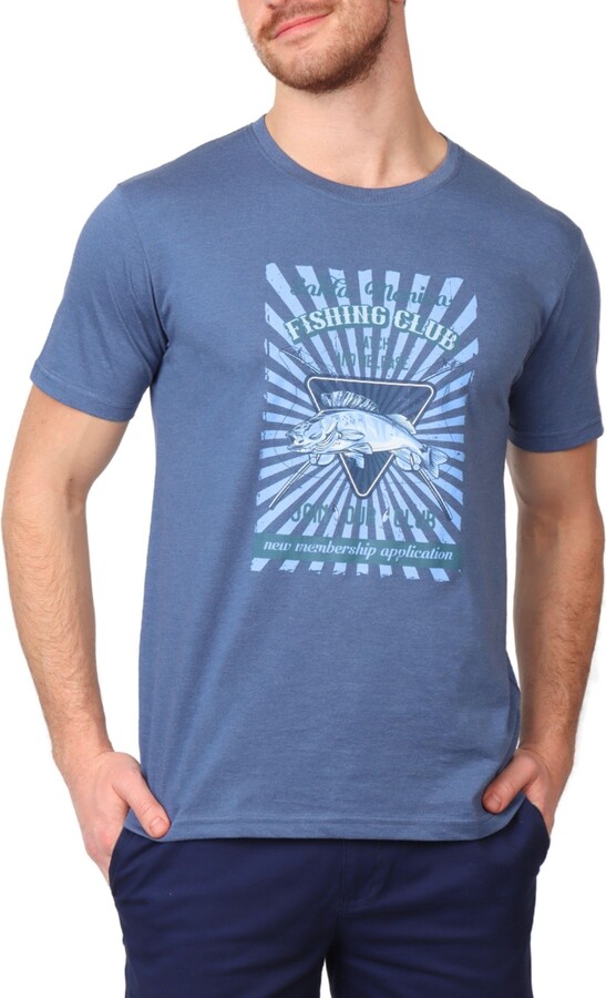 Tailorbyrd Big & Tall Denim Blue Fishing Club Graphic Tee