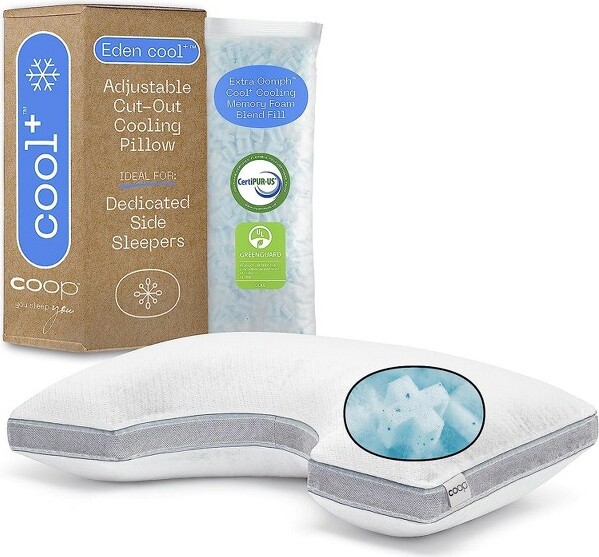 Coop Home Goods CoopHomeGoodsTheEdenCool+AdjustablePillow,QueenSizePlusMemoryFoamwithCoolingGel,Back,NeckSupport,StomachorSideSleeperPillow