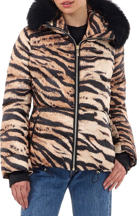 MTL by MTL by Gorski MTL by Gorski Women's AprésSki Print Toscana Shearling Trim Down Jacket