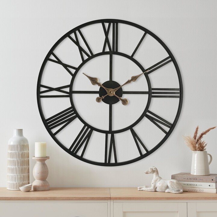 Dunelm Skeleton Antique Brass Effect Wall Clock 70cm Black ShopStyle