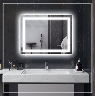 Ivy Bronx LED Bathroom Mirror with Lights, Backlit Front Lit LED Mirror ...