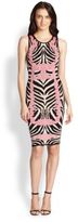 Thumbnail for your product : Herve Leger Intarsia Animal-Print Knit Sheath