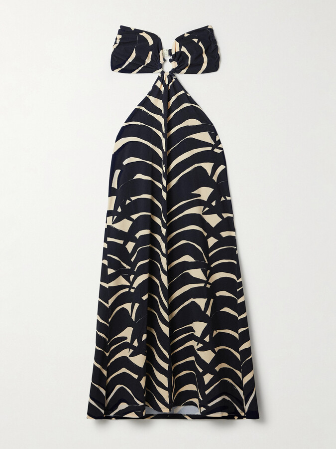 Johanna Ortiz - Ocean Layers Strapless Cutout Printed Stretch-knit Maxi Dress - Blue