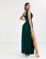Thumbnail for your product : ASOS DESIGN Fuller Bust premium lace insert pleated maxi dress