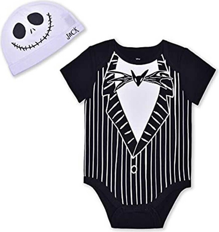 Children's Apparel Network Baby Boys and Girls Black The Nightmare Before Christmas Jack Skellington Bodysuit and Hat Set