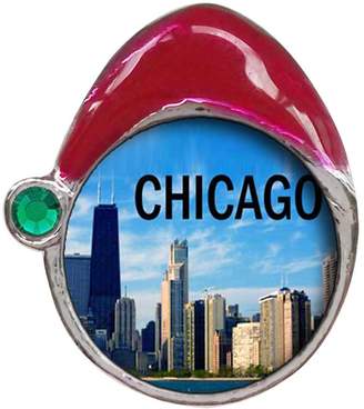 GiftJewelryShop Chicago Emerald Green Crystal May Birthstone Red Santa Hat Christmas Charm Beads Bracelets