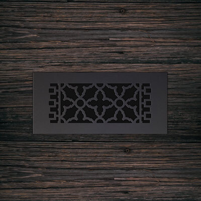 Reggio Register Scroll Cast Iron Floor Grille without Mounting Holes - Black