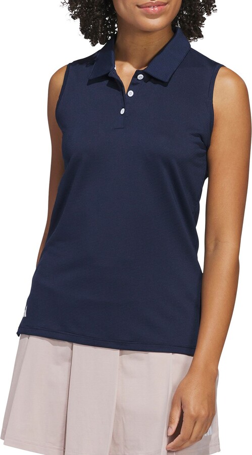 adidas Women's Solid Ottoman Golf Polo, Small, Collegiate Navy