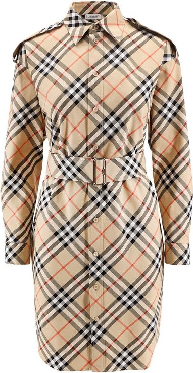 Burberry Vintage Check Belted Shirt Dress