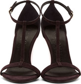 Thumbnail for your product : Burberry Aubergine Suede Leyburn Wedge Sandals