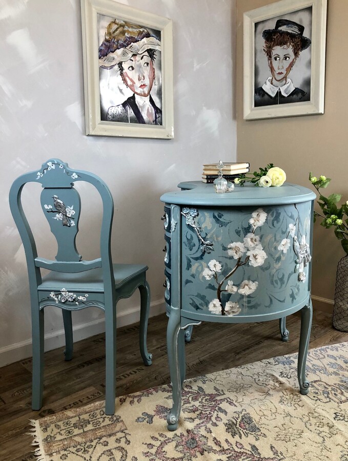 Customization Option | Vintage French Provencial Kidney Shaped Desk Example Of My Work Contact Shop For Custom Order Ladies Gift Idea
