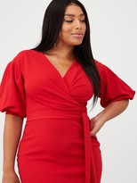 Thumbnail for your product : Boohoo Plus Wrap Midi Dress - Red
