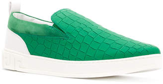 Versace crocodile embossed slip-on sneakers
