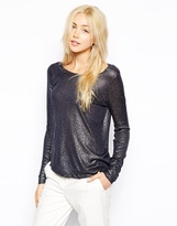 Thumbnail for your product : Vila Long Sleeve Metallic Top - Total eclipse