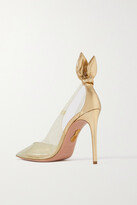 Thumbnail for your product : Aquazzura Bow Tie 105 Glittered Pvc And Metallic Leather Pumps - Gold