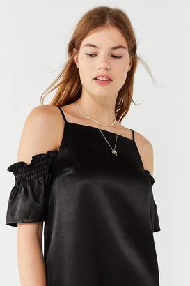 Urban Outfitters Smocked Cold-Shoulder Satin Dress