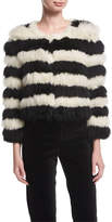 Thumbnail for your product : Alice + Olivia Fawn Long-Sleeve Striped Fur Jacket