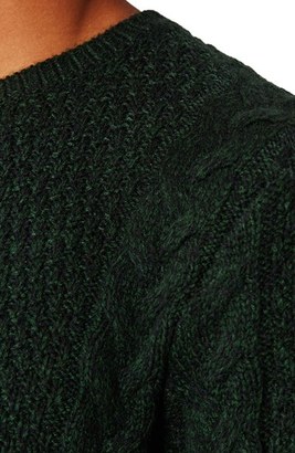 Topman Men's Cable Knit Crewneck Sweater