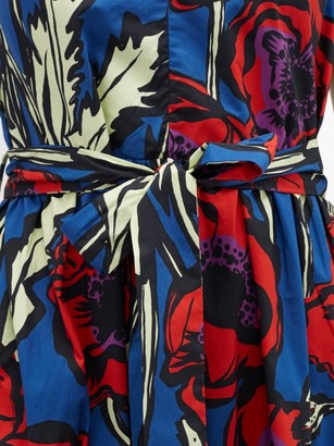 La DoubleJ Short & Sassy Floral-print Silk-satin Dress - Blue Print