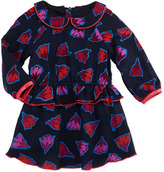Thumbnail for your product : Little Marc Jacobs Flower Print Ruffle Peplum Dress, Navy, Girls' 3-18 Months