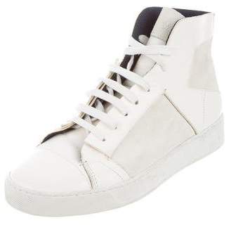 Calvin Klein Collection Leather High-Top Sneakers