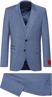 HUGO BOSS Slim-fit suit in checked virgin-wool serge - ShopStyle