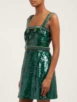 Thumbnail for your product : Andrew Gn Sequinned And Crystal-embellished Mini Dress - Womens - Green