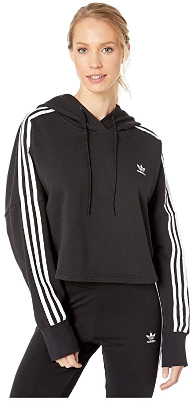 adidas originals adicolor 3 stripes cropped hoodie sweatshirt